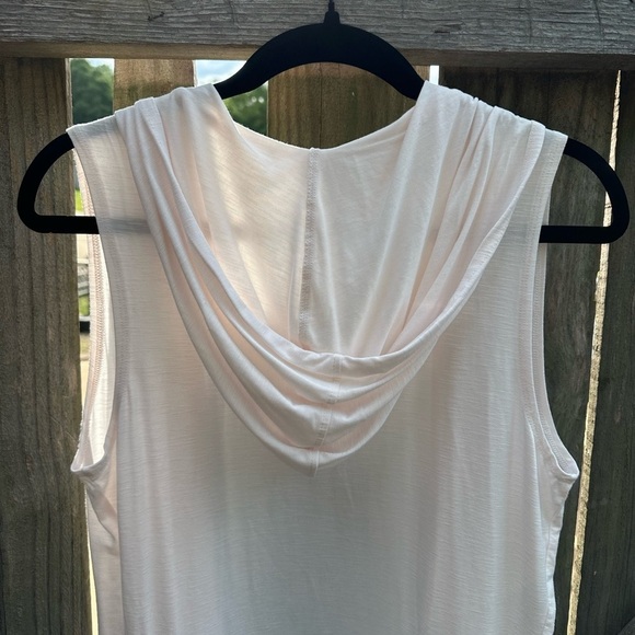 LOGO by Lori Goldstein Baby Pink Stretch Jersey Knit Hooded Long Vest Cardigan - Picture 7 of 7